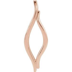 14k Rose Gold Freeform Marquise Slide Pendant, 9 x 25mm